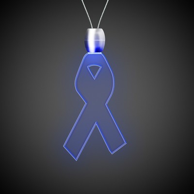 24" Blue Ribbon Light-Up Pendant Necklace(Pad Printed)