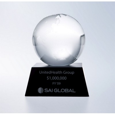 Optical Crystal 3" Globe with Black Aluminum Base