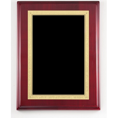 Rosewood Piano Finish Plaque with Florentine Border Plate, 8 x 10"