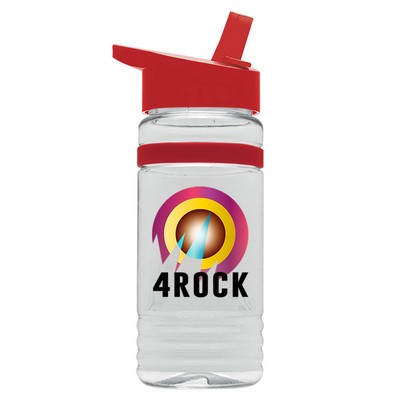 20 Oz. Transparent Grip Stripe Bottle w/Flip Straw Handle Lid - Digital Imprint