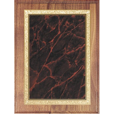 Solid American Walnut Plaque w/ Red Plate & Round Corners, 9 x 12"