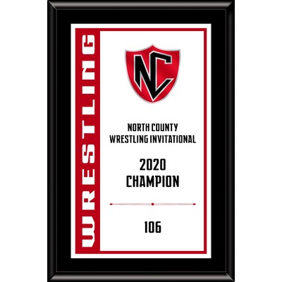 6" x 8" Black Matt Board Varsity Plaque with Full Color Imprint