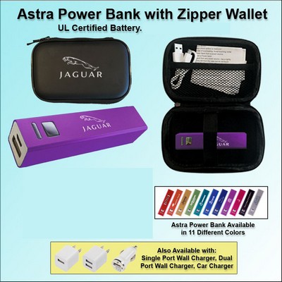 Astra Power Bank Gift Set in Zipper Wallet 2600 mAh - Purple No Extra Tariff