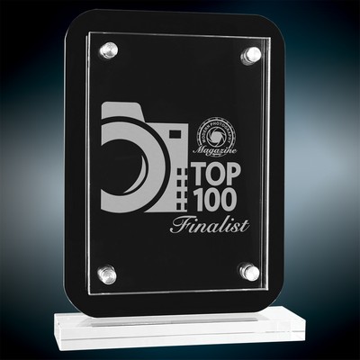 Medium Black Floating Glass Standup Plaque