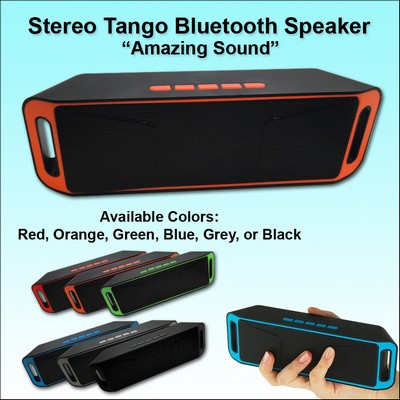 Black/Orange "Amazing Sound" Stereo Tango Bluetooth Speaker No Extra Tariff