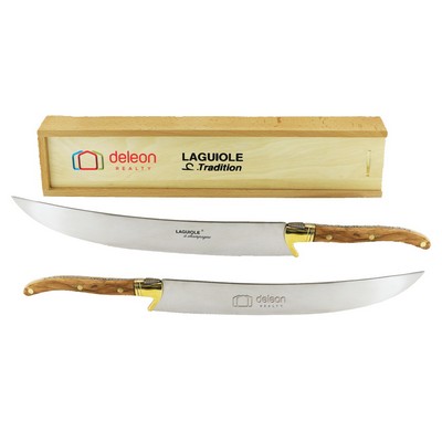 Laguiole Champagne Saber Knife w/Olivewood Brown Handle