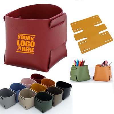 Foldable Leather Waterproof Pen Holder