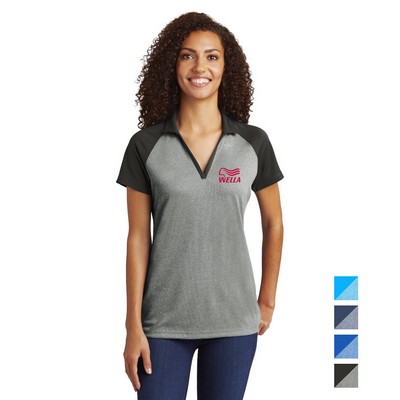 Sport-Tek Women's PosiCharge RacerMesh Raglan Heather Block Embroidered Polo