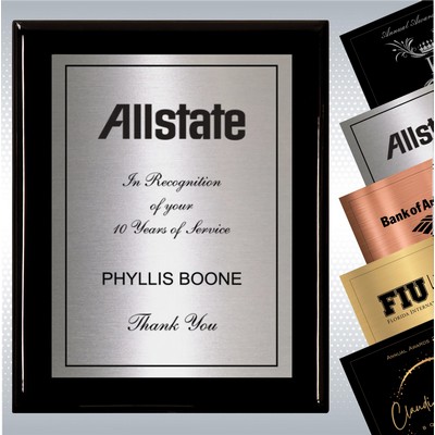 Black Piano Finish Wood Plaque w/Choice of Single Engraved Plate (9" x 12")