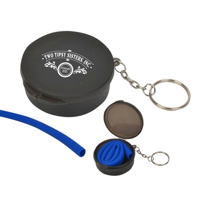 Reusable Silicone Straw in a Keychain Carrying Case