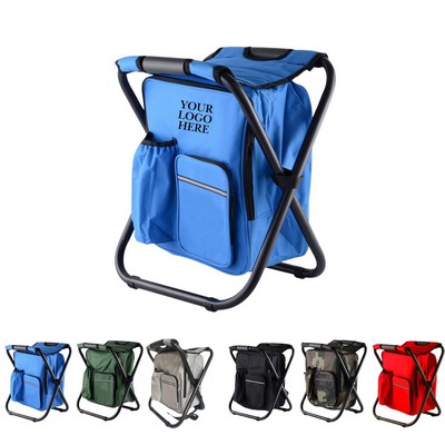 Folding Oxford Backpack Cooler Chair With Insulated Storage