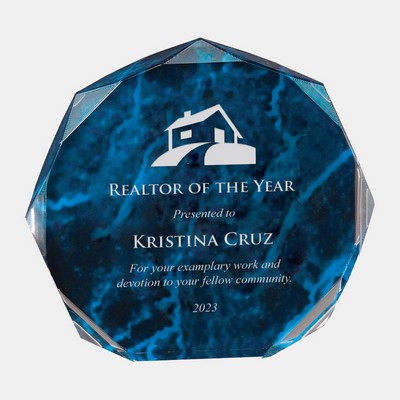 Blue Marble Octagon Acrylic Award (Medium)