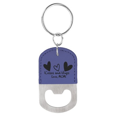 Purple Leatherette Oval Bottle Opener Keychain – Laserable