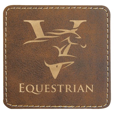 3" Square Patches, Rustic/Gold Laserable Leatherette