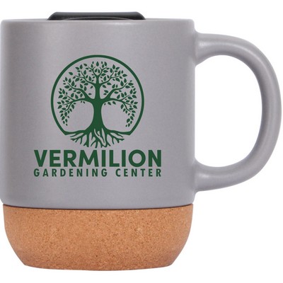 Cork Bottom Ceramic Mug 13 Oz With Lid