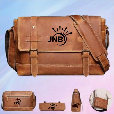 Rustic Elegance Leather Messenger Briefcase