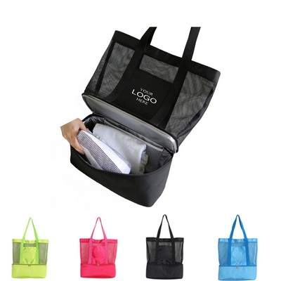 Cooler Features Beach Mesh Bag.
