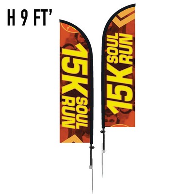 9' Feather Flag Kit - Double Sided With Spike Base