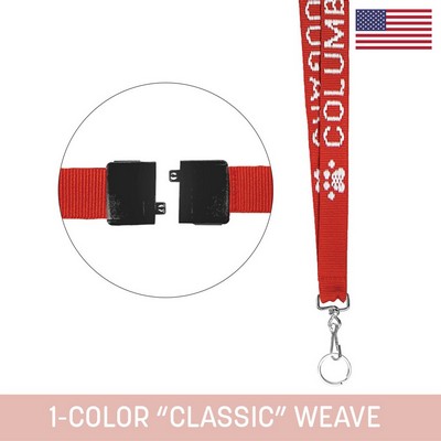 3/4" Woven Lanyard w/ Swivel Snap & Split Ring & Breakaway - "Classic" Weav