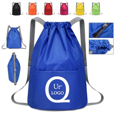 11.02X5.91X17.72 Inch Oxford Fabric Drawstring Backpack