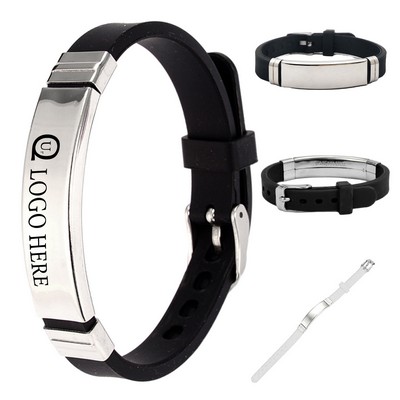 Customizable Engraving Stainless Steel Silicone Bracelets