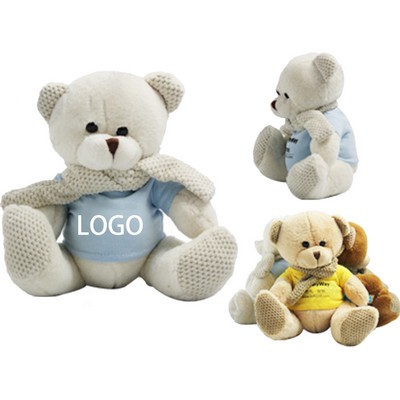 8In Colorful Knitted Scarf Bear Plush Toy