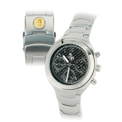 Ladies' Sliver/Black Wristwatch W/ Gold Medallion
