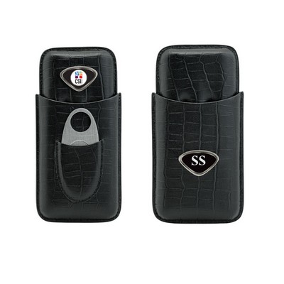 Leather Cigar Case W/ Color Medallion
