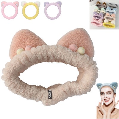 Cute Cat Spa Headband For Washing Face Makeup Skincare