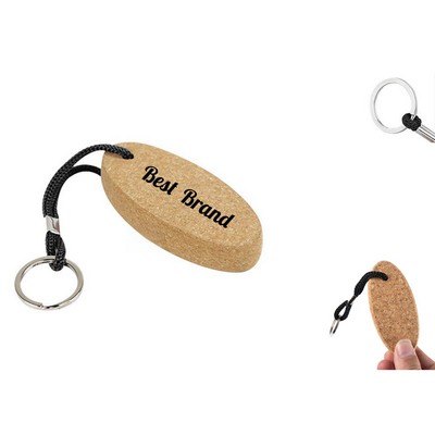 Elliptical Float Cork Keychain