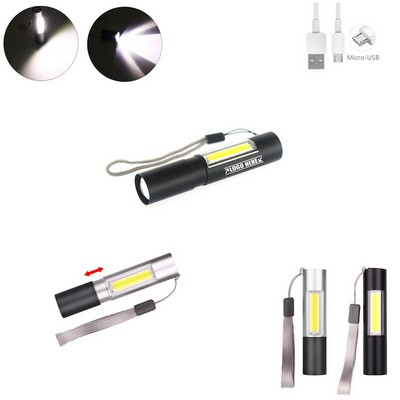 Adjustable Flashlight with COB Lamp and Zoom Function