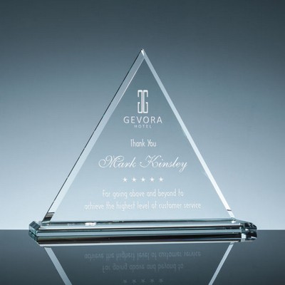 8" Clear Crystal Triangle with Base