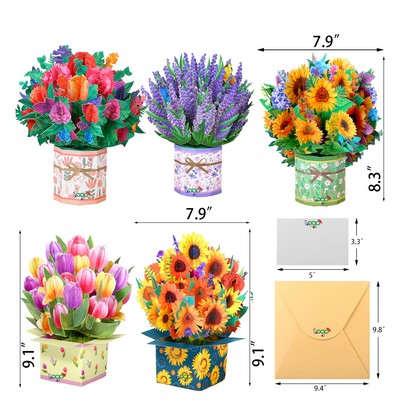 Custom Paper Flower Bouquet Pop Up Cards