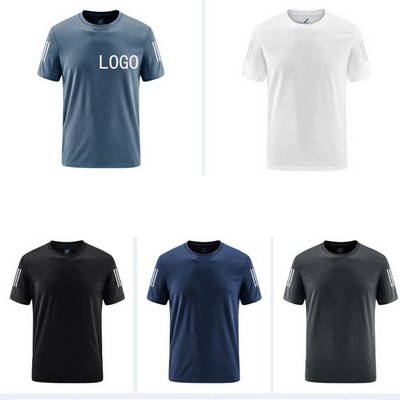 Thin Three Bar Quick Drying Mesh Breathable Sweat Wicking T-Shirt
