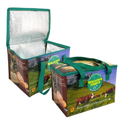 145g Full-Color Laminated Woven Insulated Custom Grocery Cooler Bag (13"x9"x9")