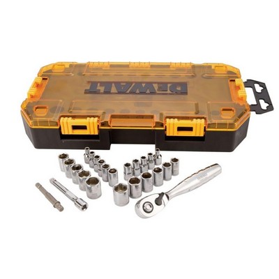 DeWalt Drive Socket Set, SAE/Metric, 1/4 Inch Drive, 25 Piece