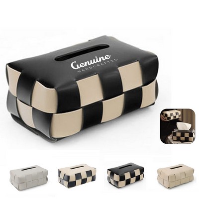 PU Leather Woven Tissue Box