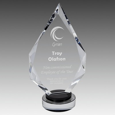 10.25" Diamond Crystal on Black & Clear Round Base