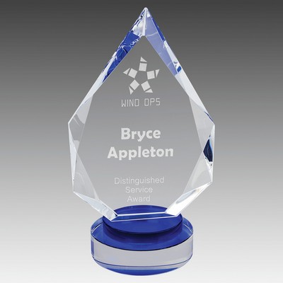 8.25" Diamond Crystal on Blue & Clear Round Base