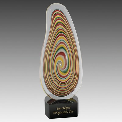 12.25" Multi-Color Flat Swirl Art Glass
