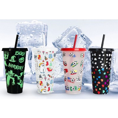 2025 New Cold Sensitive Color Changing PP Plastic Straw Cup for Festivals