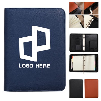 Zippered Business Padfolios W/ Loose-Leaf Notebook