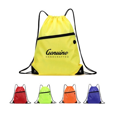 Drawstring Backpack with Zipper