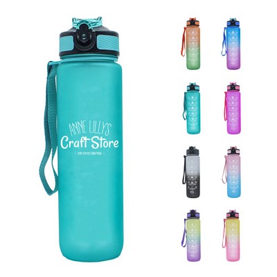 33.8 oz Water Bottle with Time Marker Straw