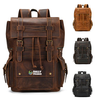 Crazy Horse Leather Backpack Travel Bag