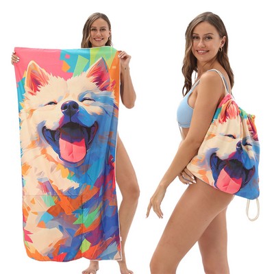 2 in 1 Foldable Microfiber Beach Towel Backpack