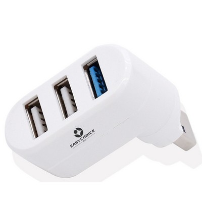 3 Ports Rotatable USB Hub Adapter