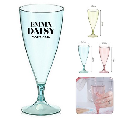 6 Oz Gold-Rimmed Plastic Wine Glass