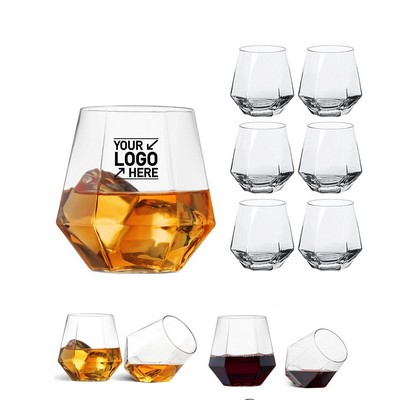 12oz Diamond Shaped Plastic Stemless Wine Glass