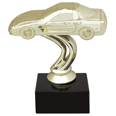 4" Corvette Gold Figure on Black Marble Base